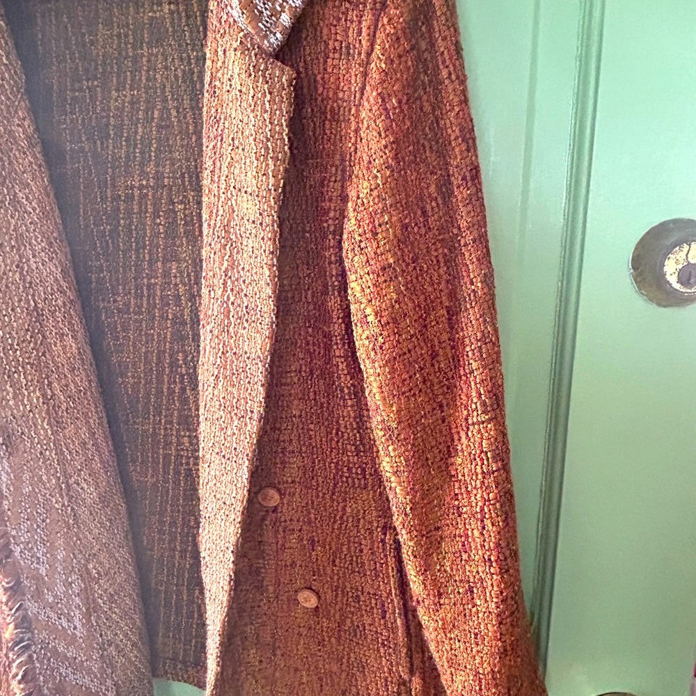 Arlene Wohl Vintage Handmade Woven Buttonfront Jacket sz Large Lagenlook Artsy - Picture 5 of 13